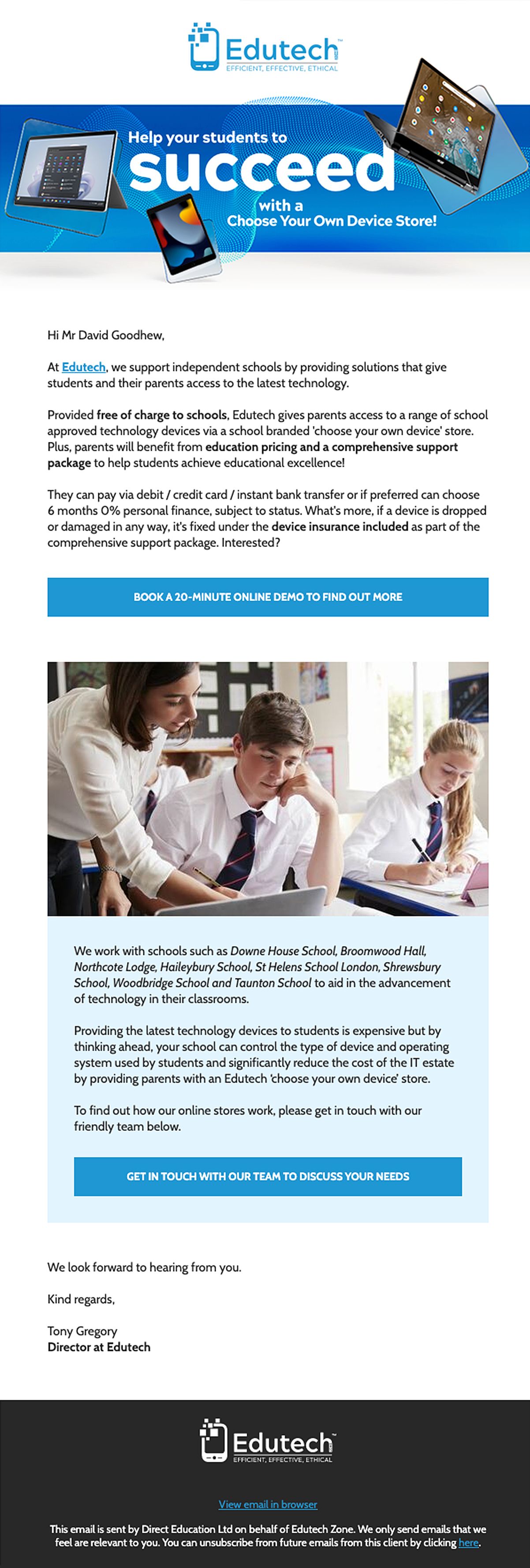 Edutech email design