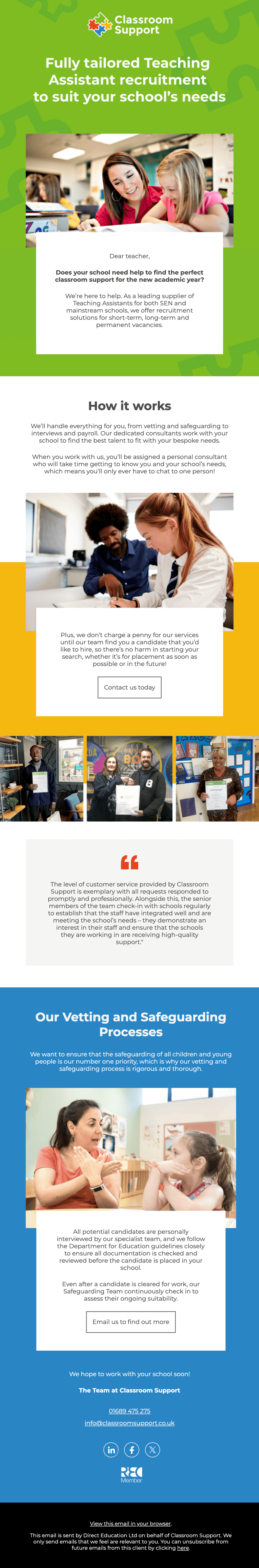 Classroom Support email design