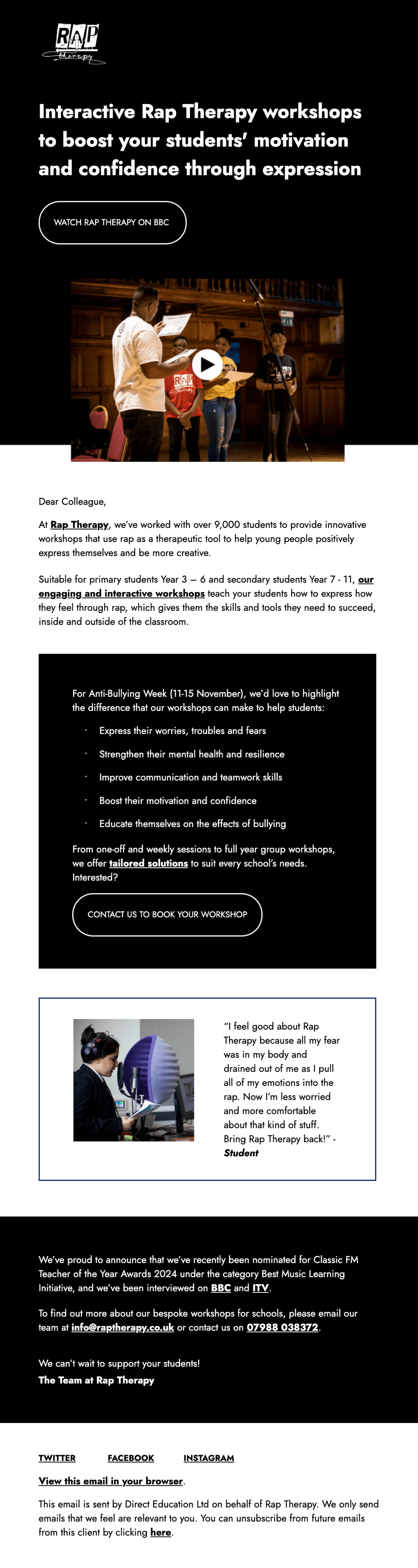 Rap Therapy email design