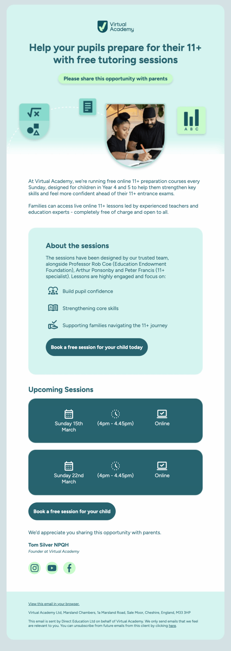 Virtual Academy email design