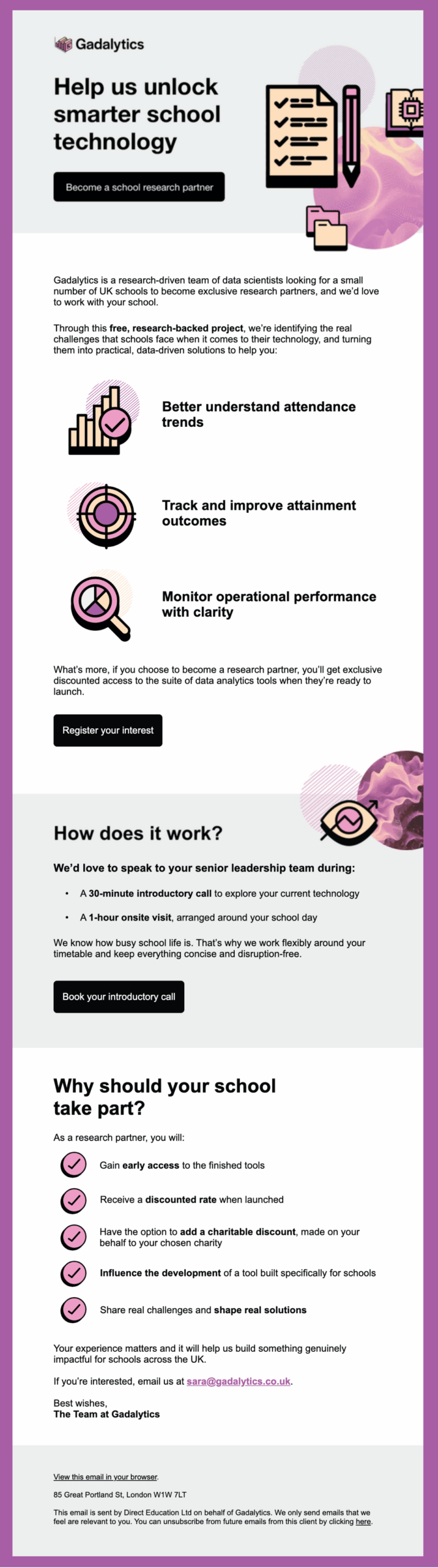 Gadalytics email design