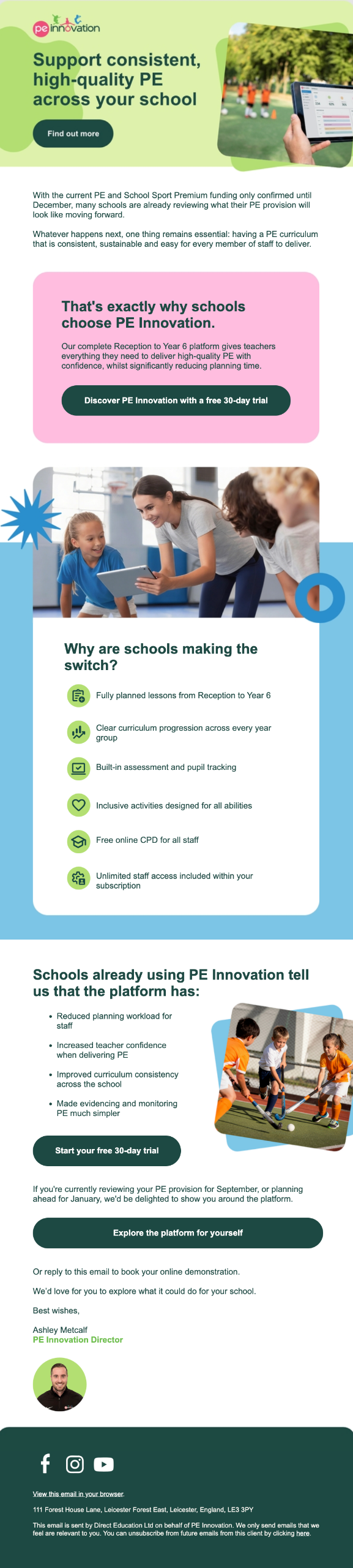 PE Innovation email design