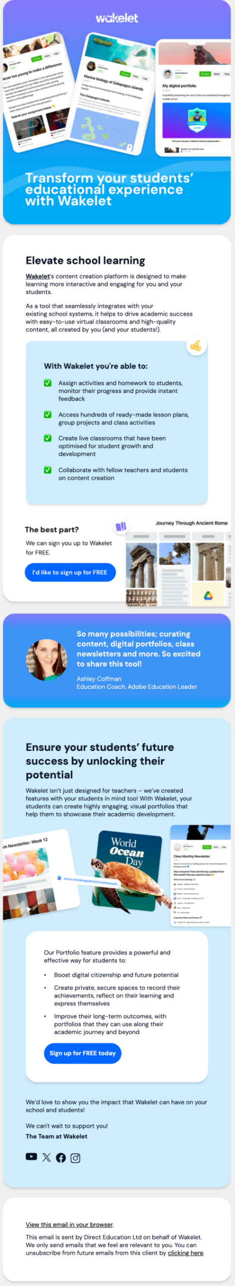 Wakelet email design