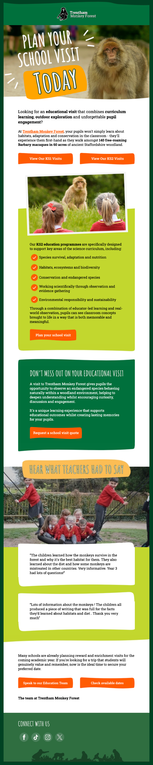 Trentham Monkey Forest email design