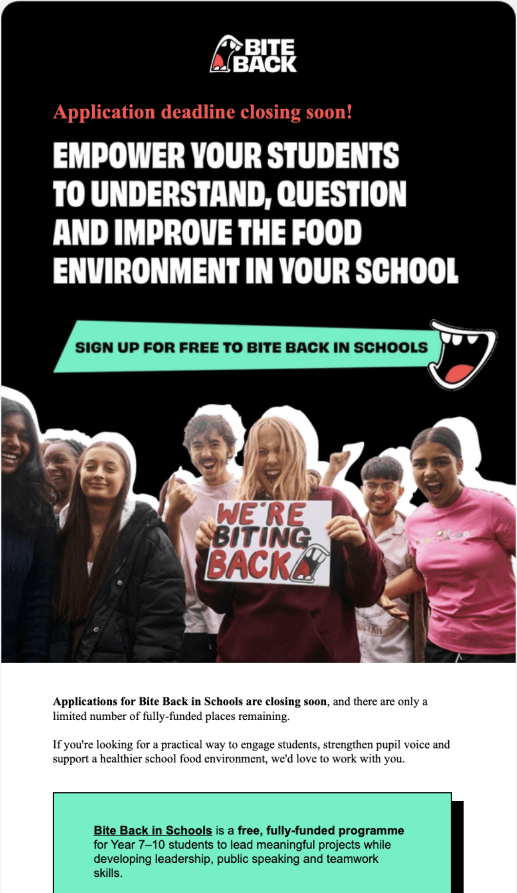 Bite Back email campaign example 2