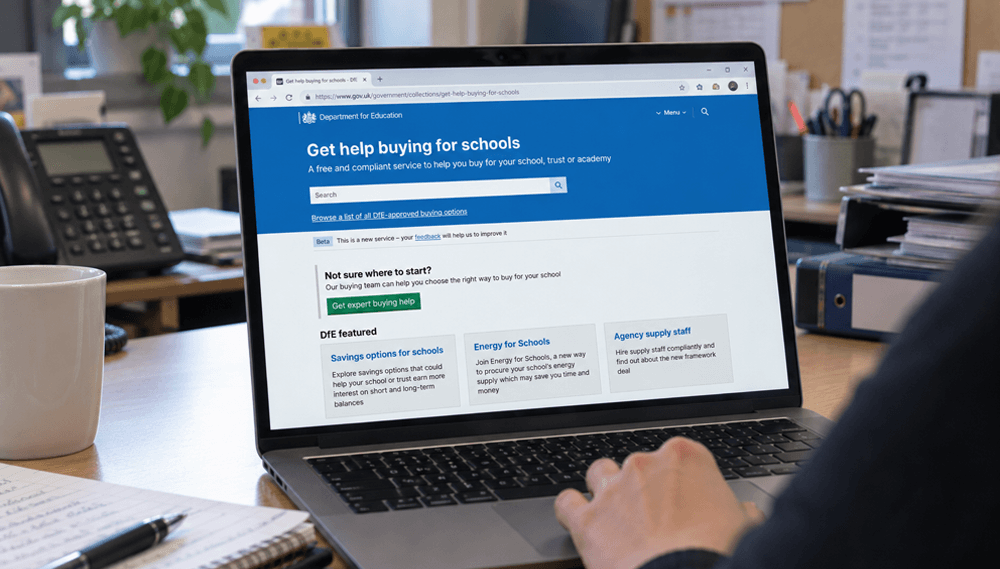 Laptop showing Department for Education website