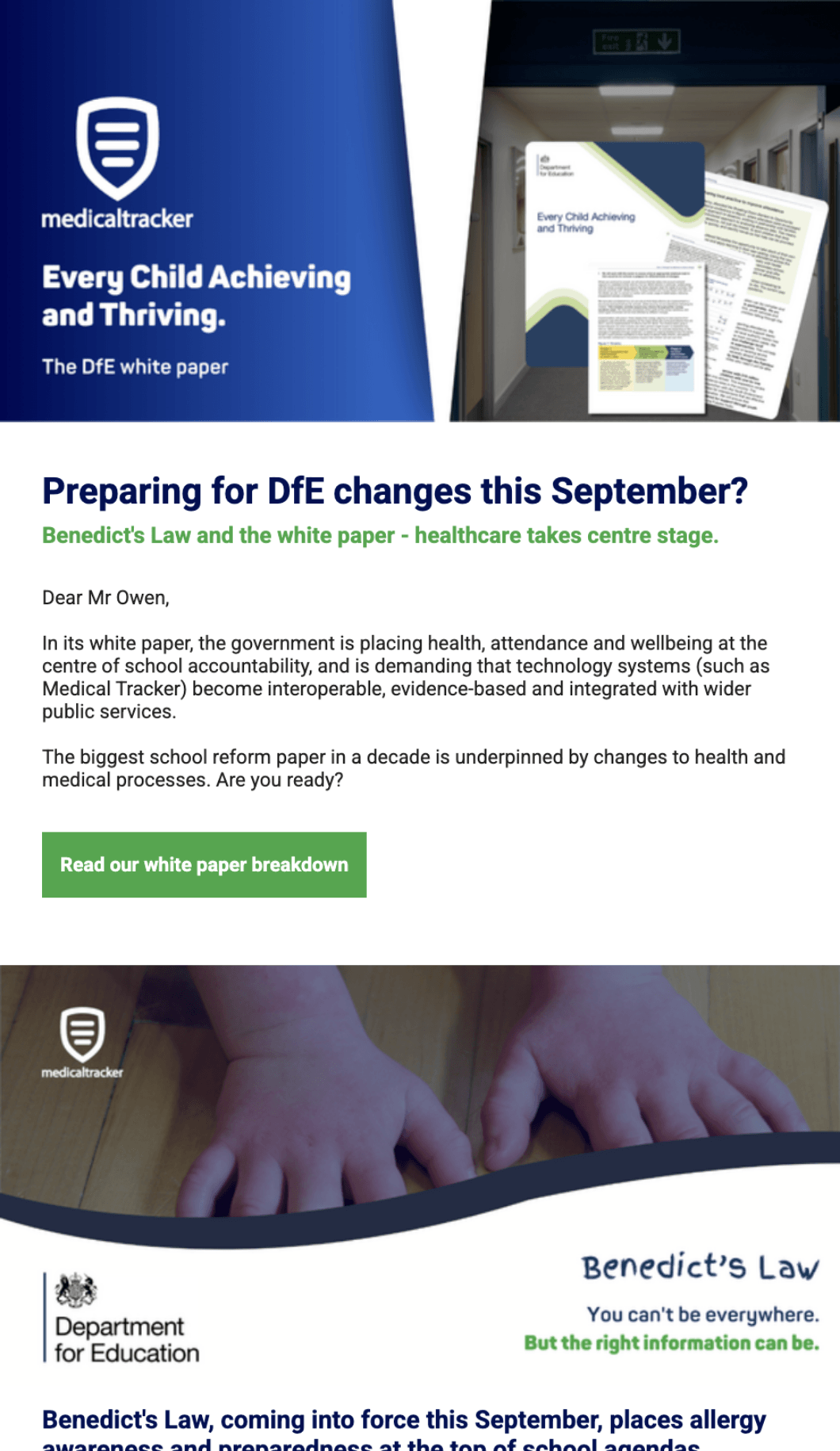 Medical Tracker email campaign example 1