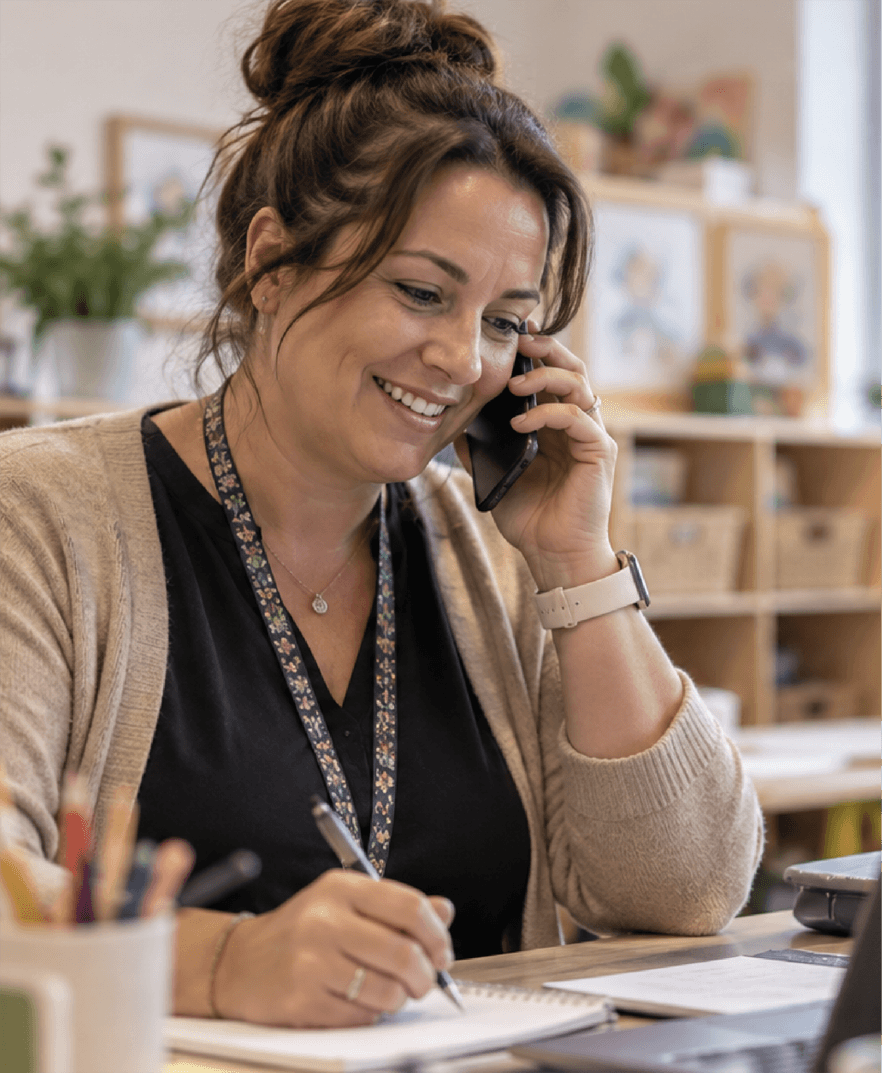Nursery staff member on the phone